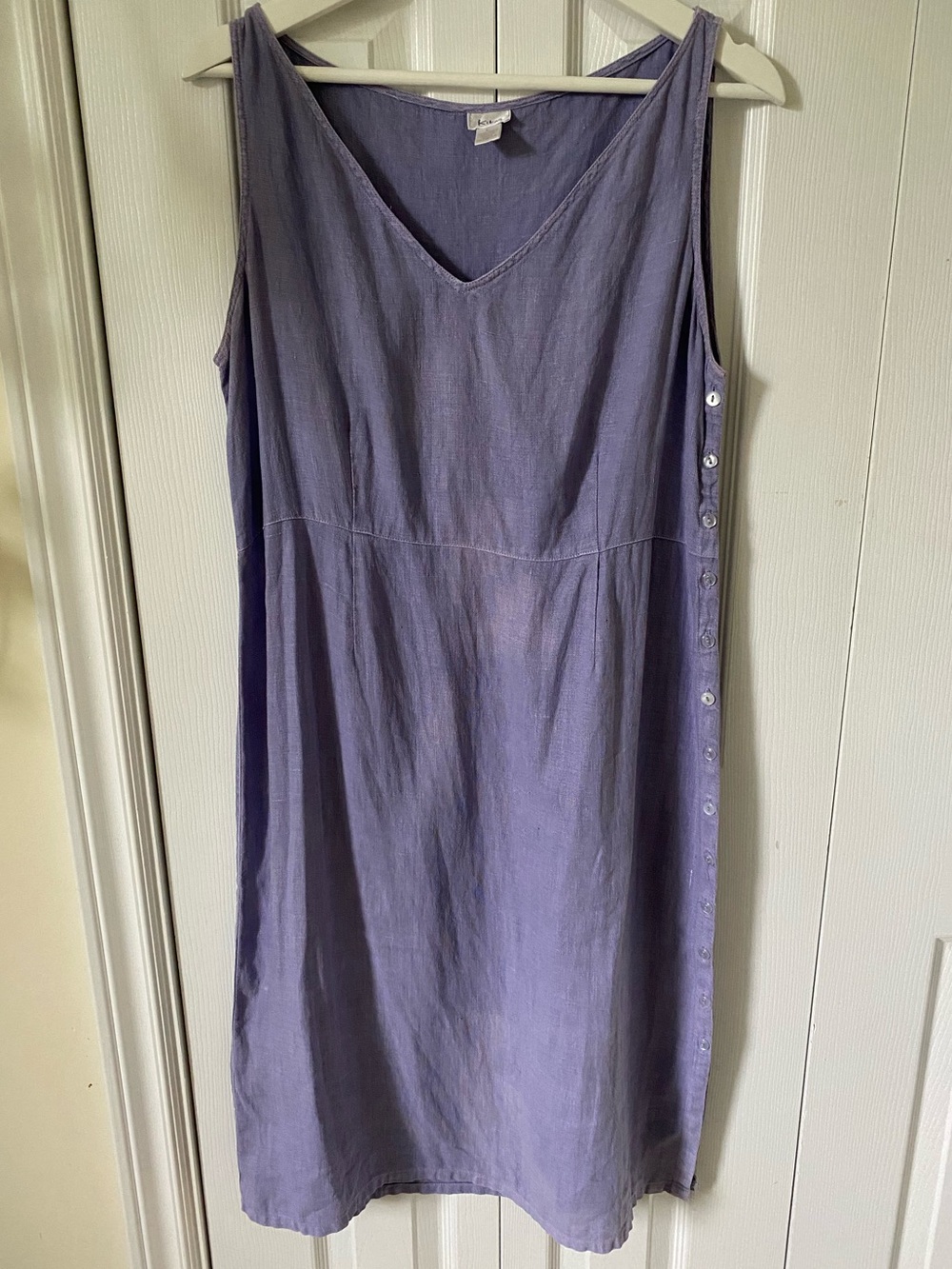 Kiko 100% Linen Lavender side button dress Size Large